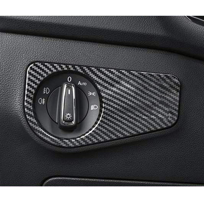 Car Carbon Fiber Headlight Switch Panel Decorative Sticker for Volkswagen Tiguan L 2019-2021, Low Configuration by buy2fix