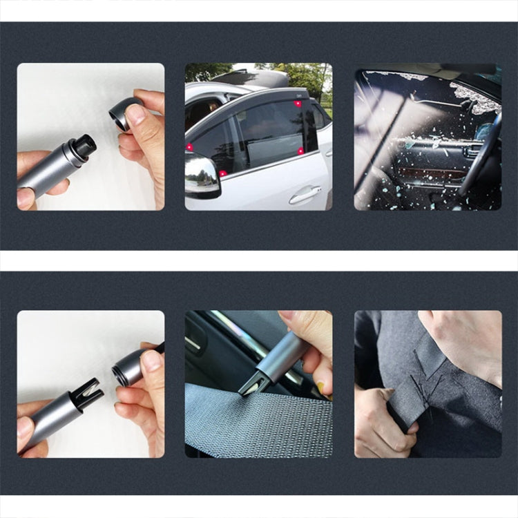 2 in 1 Car Multifunctional Safety Rescue Hammer Life Saving Escape Emergency Hammer Seat Belt Cutter Window Glass Breaker (Grey) by buy2fix
