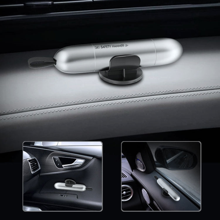 2 in 1 Car Multifunctional Safety Rescue Hammer Life Saving Escape Emergency Hammer Seat Belt Cutter Window Glass Breaker (Grey) by buy2fix