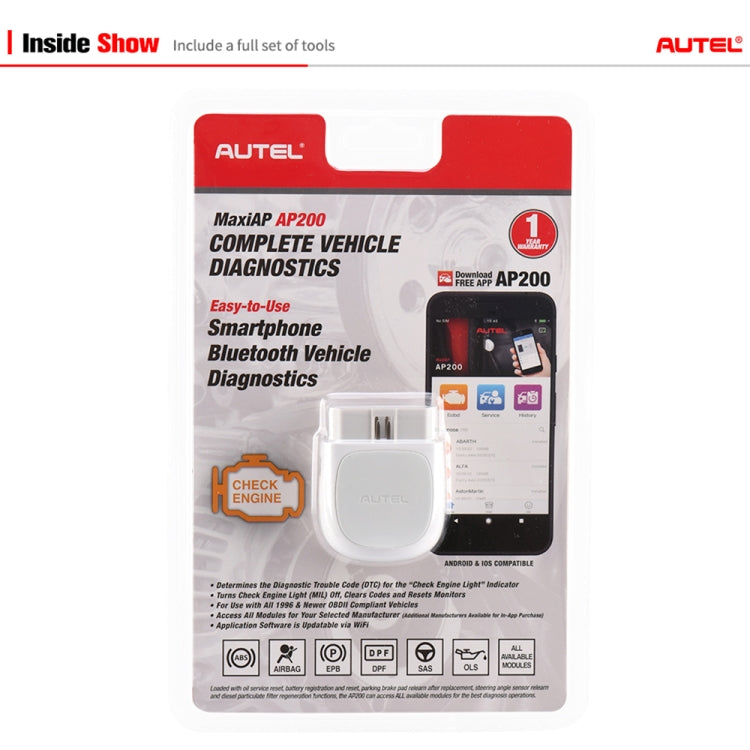 AUTEL AP200 Car OBD2 Fault Detector Diagnostic Scanner Tool - Code Readers & Scan Tools by AUTEL | Online Shopping UK | buy2fix