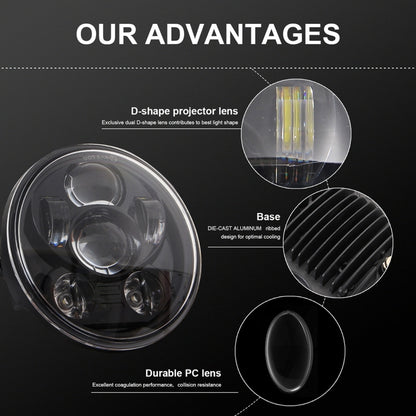 EagleVision DC9-30V 35W 6000K 4000LM 5.75 inch Round Motorcycle 6LEDs Headlight for Harley-Davidson by buy2fix