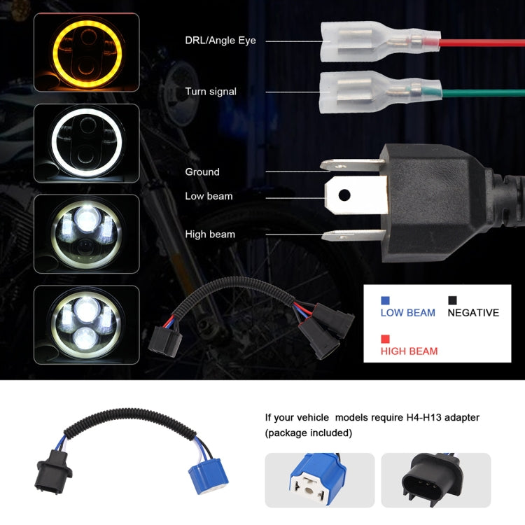 EagleVision DC9-30V 35W 6000K 4000LM 5.75 inch Round Motorcycle LED Headlight with Angel Eye for Harley-Davidson by buy2fix