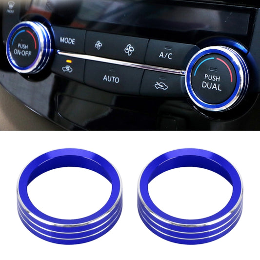 2 PCS Car Metal Air Conditioner Knob Case for Nissan X-TRAIL (Blue) by buy2fix