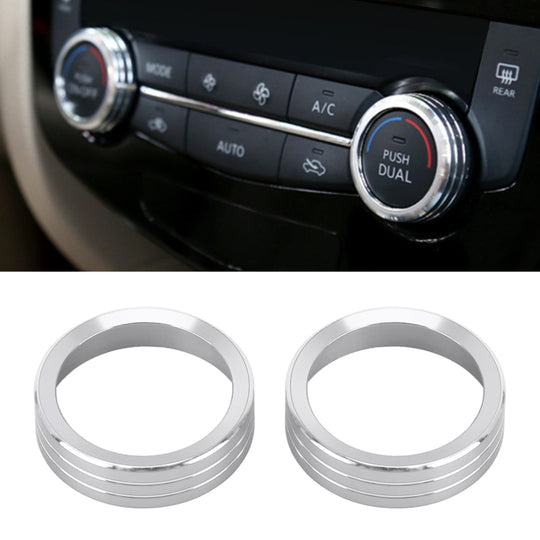 Étui en métal pour bouton de climatiseur de voiture, 2 pièces, pour Nissan X-TRAIL (argent)