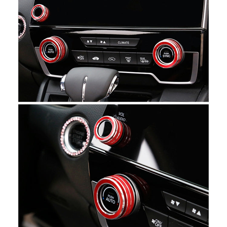 3 PCS Car Metal Air Conditioner Knob Case for Honda CR-V 2017(Red) by buy2fix