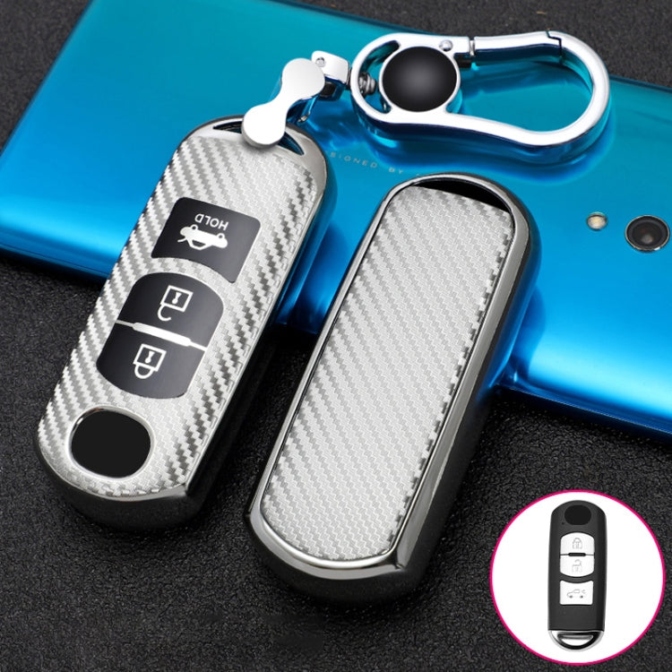 For Mazda Smart 3-button Car TPU Key Protective Cover Key Case with Key Ring (Silver) by buy2fix