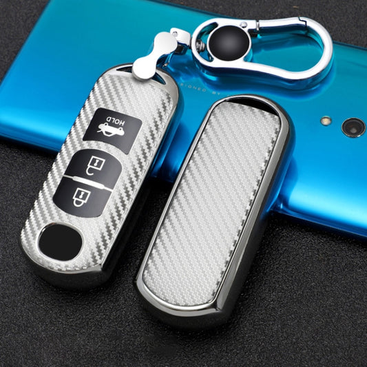 For Mazda Smart 3-button Car TPU Key Protective Cover Key Case with Key Ring (Silver) by buy2fix