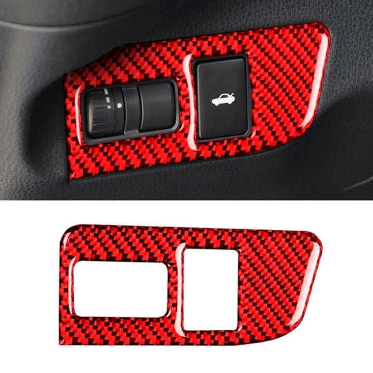 Car Carbon Fiber Trunk Switch Decorative Sticker for Subaru BRZ / Toyota 86 2013-2017, Left Drive (Red)