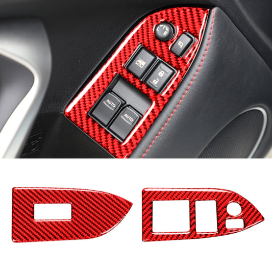 Car Carbon Fiber Window Glass Lifting Panel Decorative Sticker for Subaru BRZ / Toyota 86 2013-2017, Left Drive (Red) by buy2fix