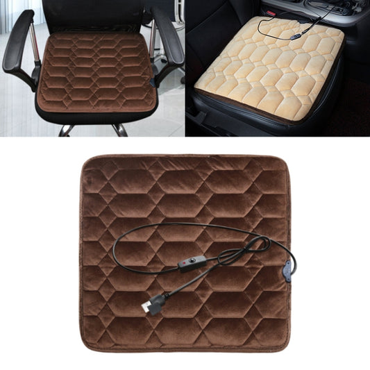 Car USB Seat Heater Cushion Warmer Cover Winter Heated Warm Mat, Style: Square (Coffee) by buy2fix
