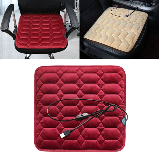 Car USB Seat Heater Cushion Warmer Cover Winter Heated Warm Mat, Style: Square (Red) by buy2fix