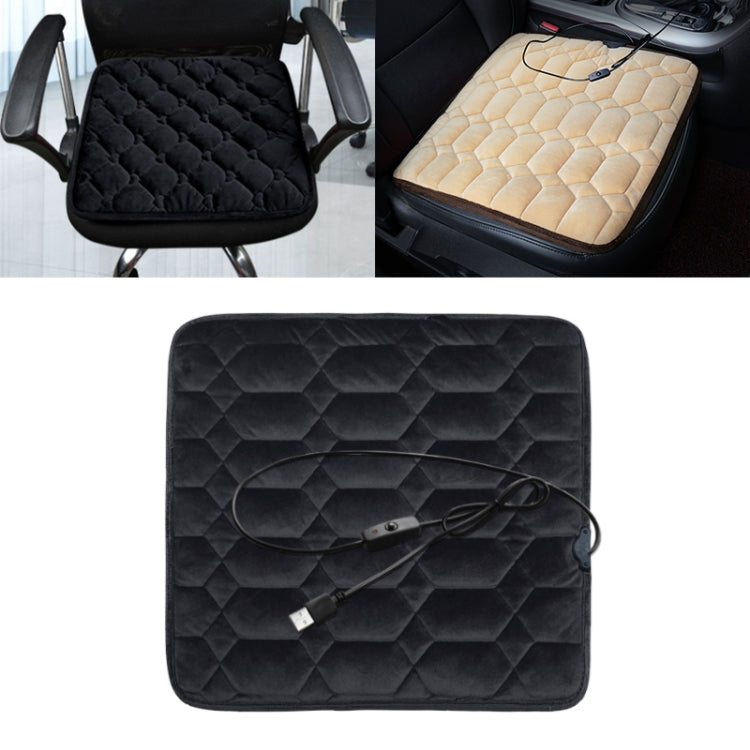 Car USB Seat Heater Cushion Warmer Cover Winter Heated Warm Mat, Style: Heart Shape (Black) by buy2fix