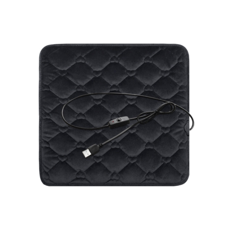 Car USB Seat Heater Cushion Warmer Cover Winter Heated Warm Mat, Style: Heart Shape (Black) by buy2fix