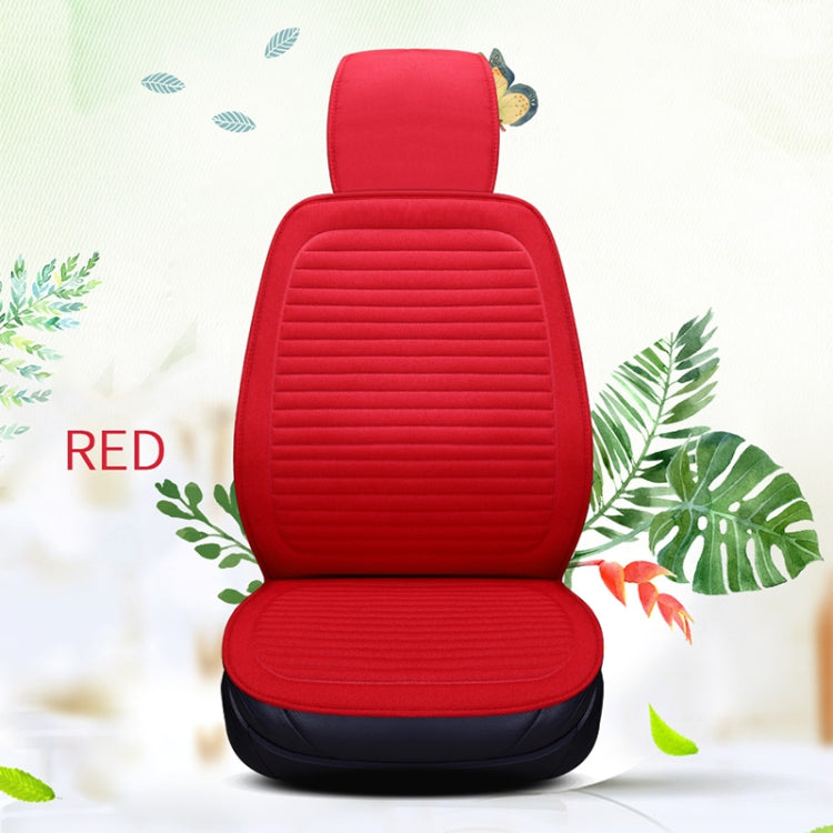 Car Four Seasons Linen Fabric Front Seat Cushion (Red) by buy2fix