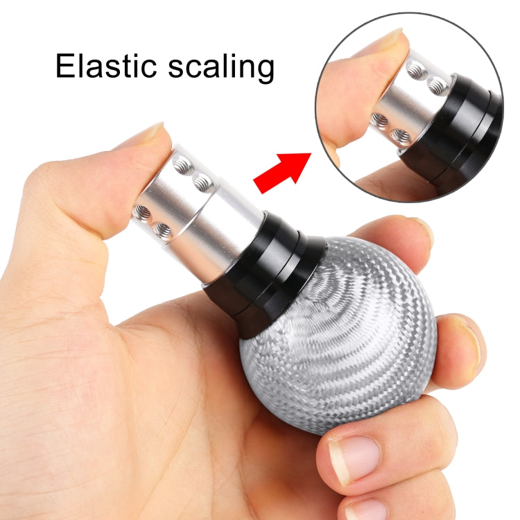 Universal Car Pressable Telescopic Carbon Fiber Gear Head Gear Shift Knob, Length: 9.5cm (Silver) by buy2fix