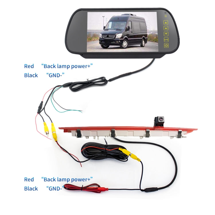 PZ468 Car Waterproof 170 Degree Brake Light View Camera + 7 inch Rearview Monitor for Mercedes-Benz Vito 2016 - In Car by buy2fix | Online Shopping UK | buy2fix