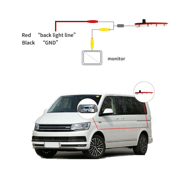 PZ473 Car Waterproof 170 Degree Brake Light View Camera for Volkswagen T6 Single Door - In Car by buy2fix | Online Shopping UK | buy2fix