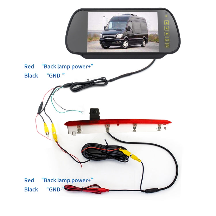 PZ473 Car Waterproof 170 Degree Brake Light View Camera + 7 inch Rearview Monitor for Volkswagen T6 Single Door - In Car by buy2fix | Online Shopping UK | buy2fix