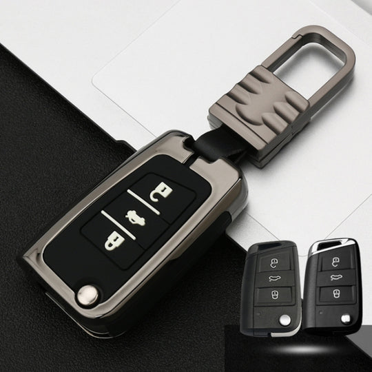 Étui de protection pour clé de voiture en alliage de Zinc, lumineux tout compris, coque de clé pour Volkswagen Style B Smart à 3 boutons (métal pistolet)