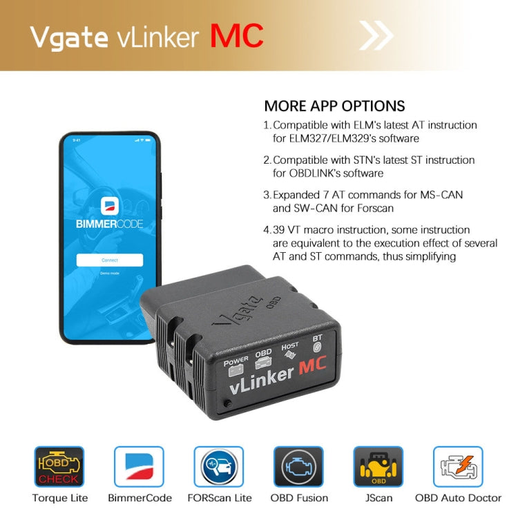 VLINKER MC V2.2 Bluetooth 3.0 Car OBD Fault Diagnosis Detector - In Car by buy2fix | Online Shopping UK | buy2fix