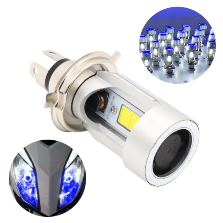 H4 DC12-80V / 20W / 6000K / 2000LM Motorcycle Headlight with Angel Eyes (Blue) by buy2fix