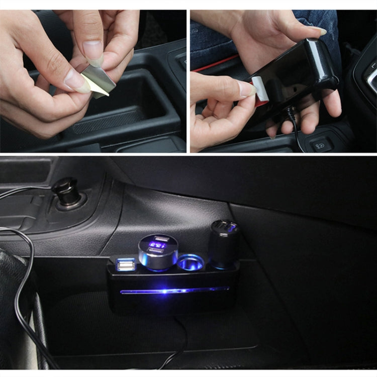 SHUNWEI SD-1938 120W 3A Car 3 in 1 Dual USB Charger Cigarette Lighter with Atmosphere Light (Black) - Cigar Socket by SHUNWEI | Online Shopping UK | buy2fix