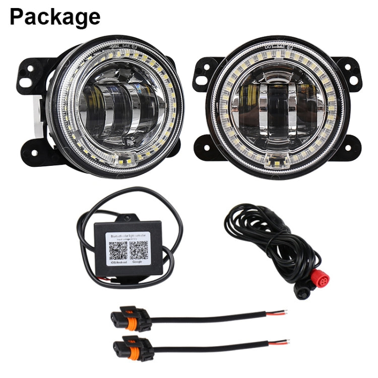 2 PCS DC12V-30V / 30W / 3A / 1440LM 12LEDs  4 inch Car LED Colorful Fog Light, Style: White Background (Yellow Light) - In Car by buy2fix | Online Shopping UK | buy2fix