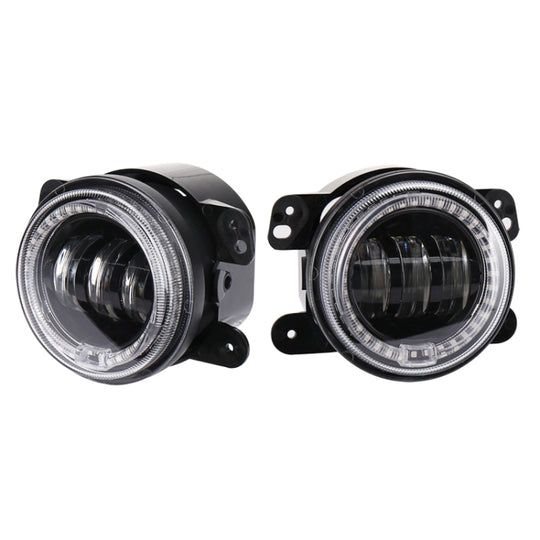 2 PCS DC12V-30V / 30W / 3A / 1440LM 12LEDs  4 inch Car LED Colorful Fog Light, Style: Black Background(Yellow Light)