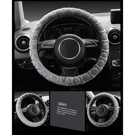 Car Universal Short Plush Warm Anti-skid Steering Wheel Cover, Adaptation Steering Wheel Diameter: 38cm (Grey) by buy2fix