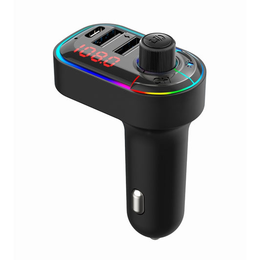C12 Multifunctional Car Dual USB Charger Bluetooth FM Transmitter with Atmosphere Light by buy2fix