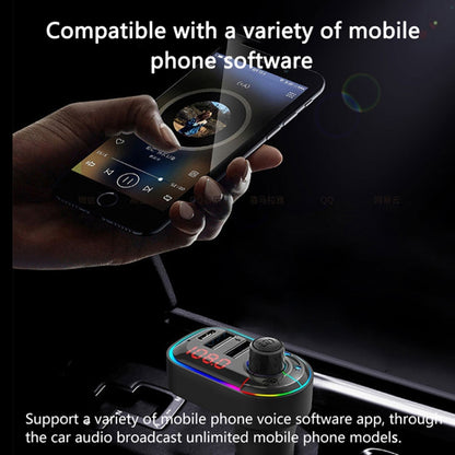 C12 Multifunctional Car Dual USB Charger Bluetooth FM Transmitter with Atmosphere Light by buy2fix