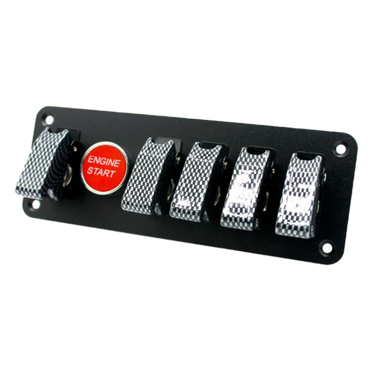 12V Universal Car One-key Start Button Modified Racing LED Light Rocker Switch Panel(Carbon Fiber Black) - In Car by buy2fix | Online Shopping UK | buy2fix