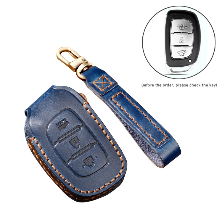 Hallmo Car Cowhide Leather Key Protective Cover Key Case for Hyundai IX35 B Style (Brown) - In Car by buy2fix | Online Shopping UK | buy2fix