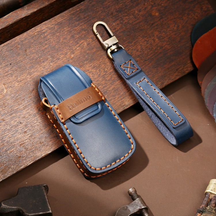 Hallmo Car Cowhide Leather Key Protective Cover Key Case for Audi A6L / A8L / A4 / A7 / A5 A Style(Blue) by buy2fix
