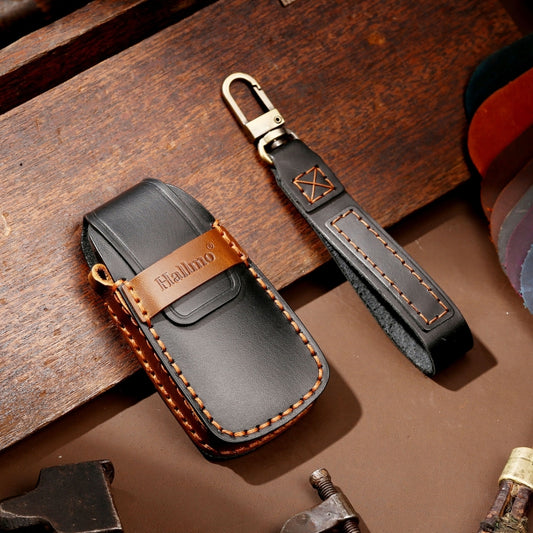 Hallmo Car Cowhide Leather Key Protective Cover Key Case for Audi A6L / A8L / A4 / A7 / A5 B Style(Black) by Hallmo