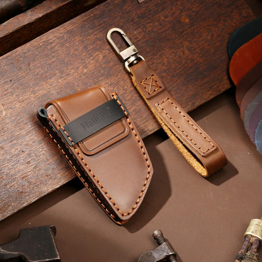 Hallmo Car Cowhide Leather Key Protective Cover Key Case for BMW Blade Style(Brown) by Hallmo