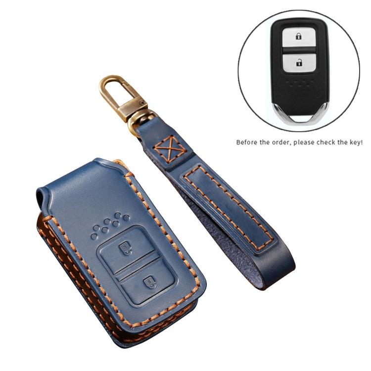 Hallmo Car Cowhide Leather Key Protective Cover Key Case for Honda 2-button(Black) -  by Hallmo | Online Shopping UK | buy2fix