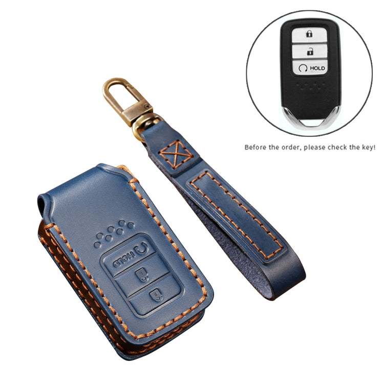 Hallmo Car Cowhide Leather Key Protective Cover Key Case for Honda 3-button Start(Brown) -  by Hallmo | Online Shopping UK | buy2fix
