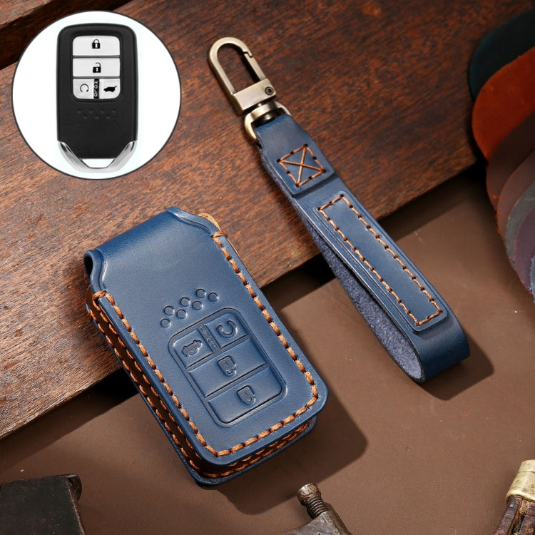 Hallmo Car Cowhide Leather Key Protective Cover Key Case for Honda 4-button(Blue) -  by Hallmo | Online Shopping UK | buy2fix