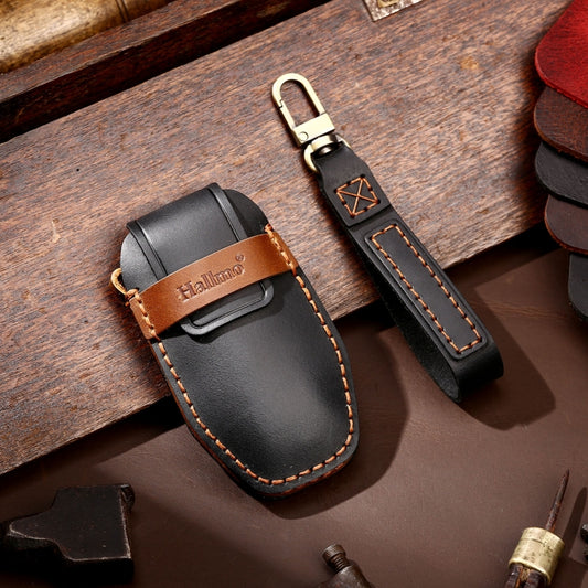 Hallmo Car Cowhide Leather Key Protective Cover Key Case for BYD(Black) by Hallmo