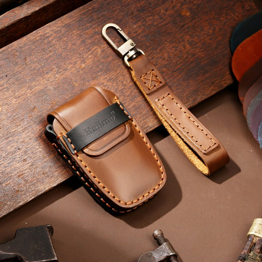 Hallmo Car Cowhide Leather Key Protective Cover Key Case for Toyota Corolla 2018 2-button(Brown) by Hallmo