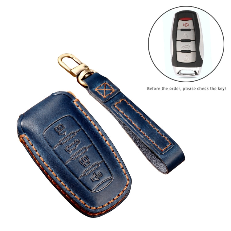 Hallmo Car Cowhide Leather Key Protective Cover Key Case for Haval H6(Blue) by Hallmo