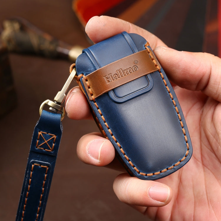 Hallmo Car Cowhide Leather Key Protective Cover Key Case for Haval H6(Blue) by Hallmo