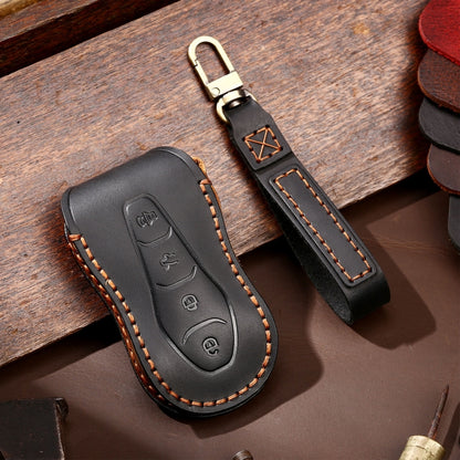 Hallmo Car Cowhide Leather Key Protective Cover Key Case for Geely Emgrand A Style(Black) by Hallmo