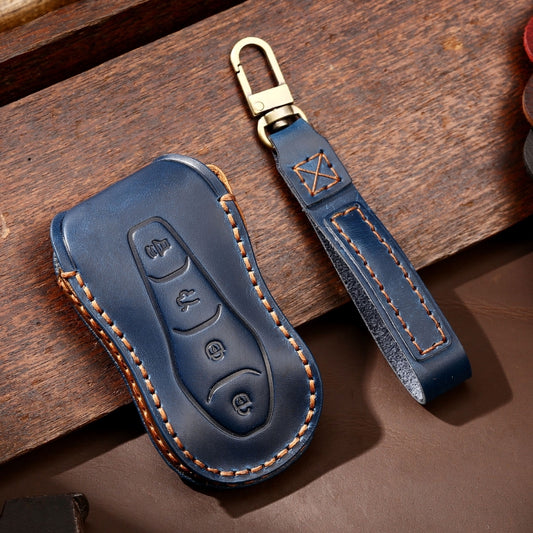 Hallmo Car Cowhide Leather Key Protective Cover Key Case for Geely Emgrand A Style(Blue) by Hallmo