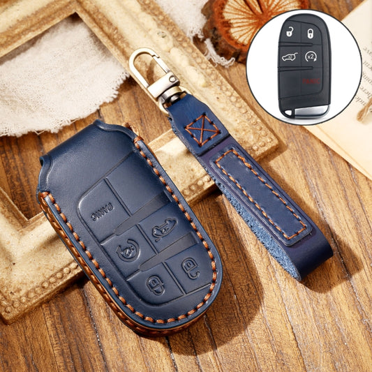 Hallmo Car Cowhide Leather Key Protective Cover Key Case for Jeep Compass(Blue) -  by Hallmo | Online Shopping UK | buy2fix