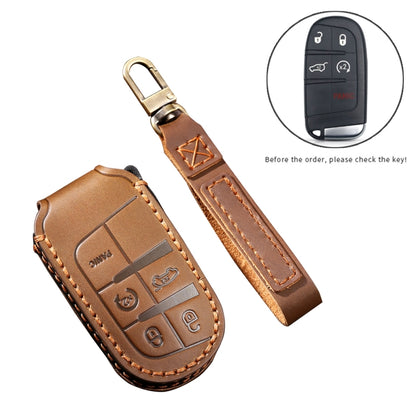 Hallmo Car Cowhide Leather Key Protective Cover Key Case for Jeep Compass(Black) -  by Hallmo | Online Shopping UK | buy2fix