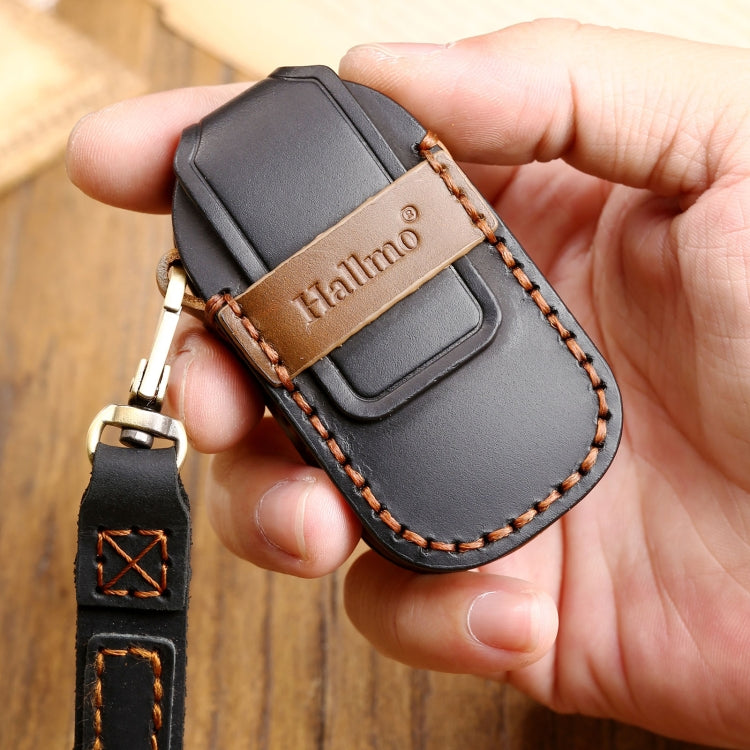 Hallmo Car Cowhide Leather Key Protective Cover Key Case for LEADING IDEAL One(Black) -  by Hallmo | Online Shopping UK | buy2fix