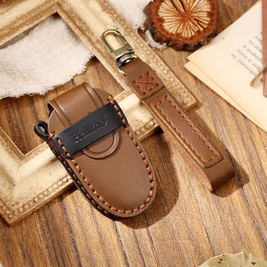 Hallmo Car Cowhide Leather Key Protective Cover Key Case for Tesla Model X B Style(Brown) by Hallmo