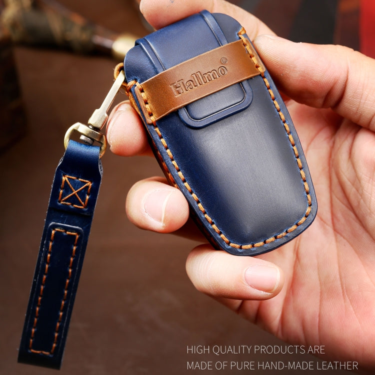 Hallmo Car Cowhide Leather Key Protective Cover Key Case for Ford Focus A Style(Brown) by Hallmo